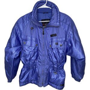 Colitech Canada Olympic Women’s Ski Nylon Jacket Blue Puffer Retro S 6